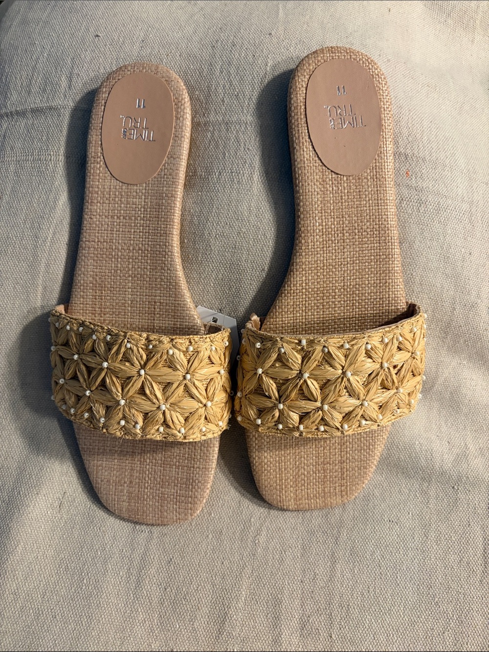 TKEES Yellow Woven Floral Slide Sandals
